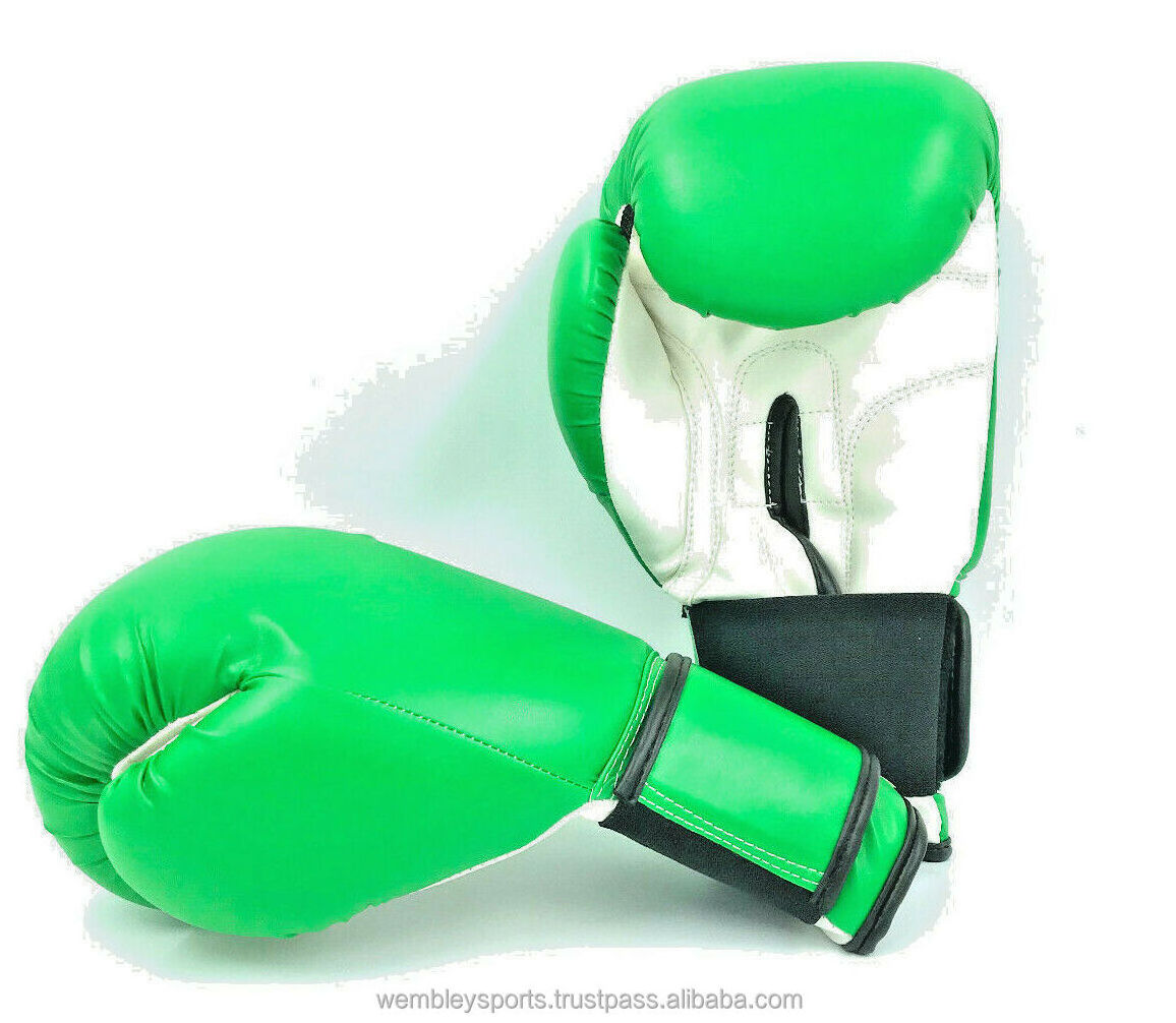 Popular good boxing gloves fighting punching bag training plain blank green kickboxing sports Training Gloves