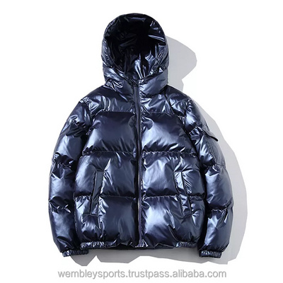 men black shiny bubble puffer Parka jackets Men s Thick Puffer Jacket Winter Streetwear Cotton Padded Overcoat Coats BestSuppliers