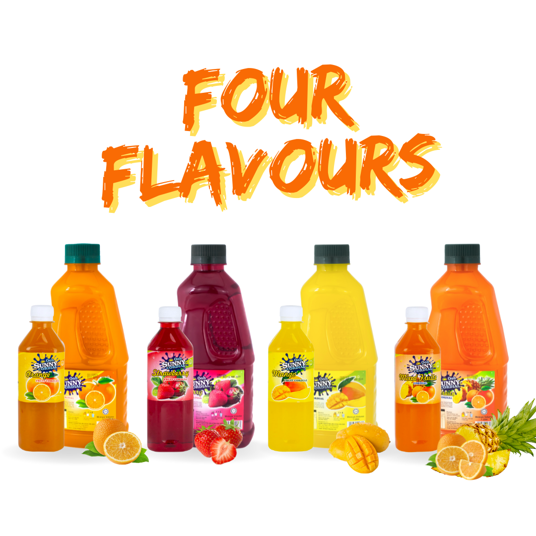 Malaysia Ooh Sunny Brand Concentrated Tropical Fruits Juice 500ml or 1 Litre Packaging Orange Strawberry Mango Mixed Fruits