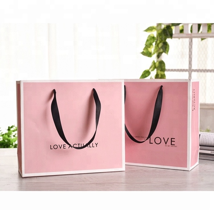 WZD15-4 Fashion paper shopping bag custom 300 piece decorative door gift paper bag with handles