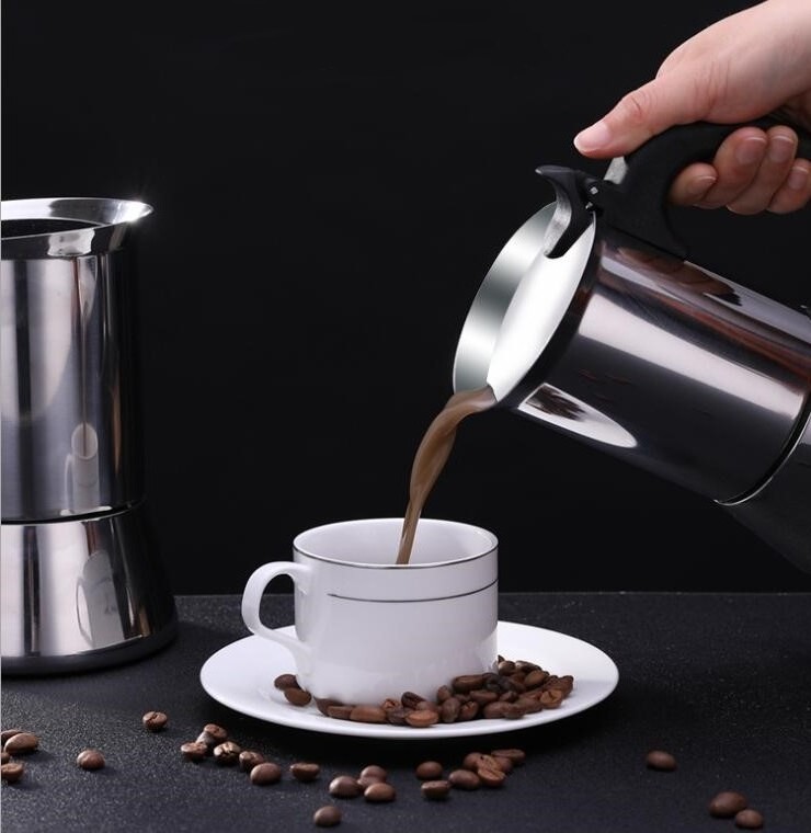 Professional Moka Pot Stainless Steel / 4 Cup And 6 Cup Coffee Moka Pot