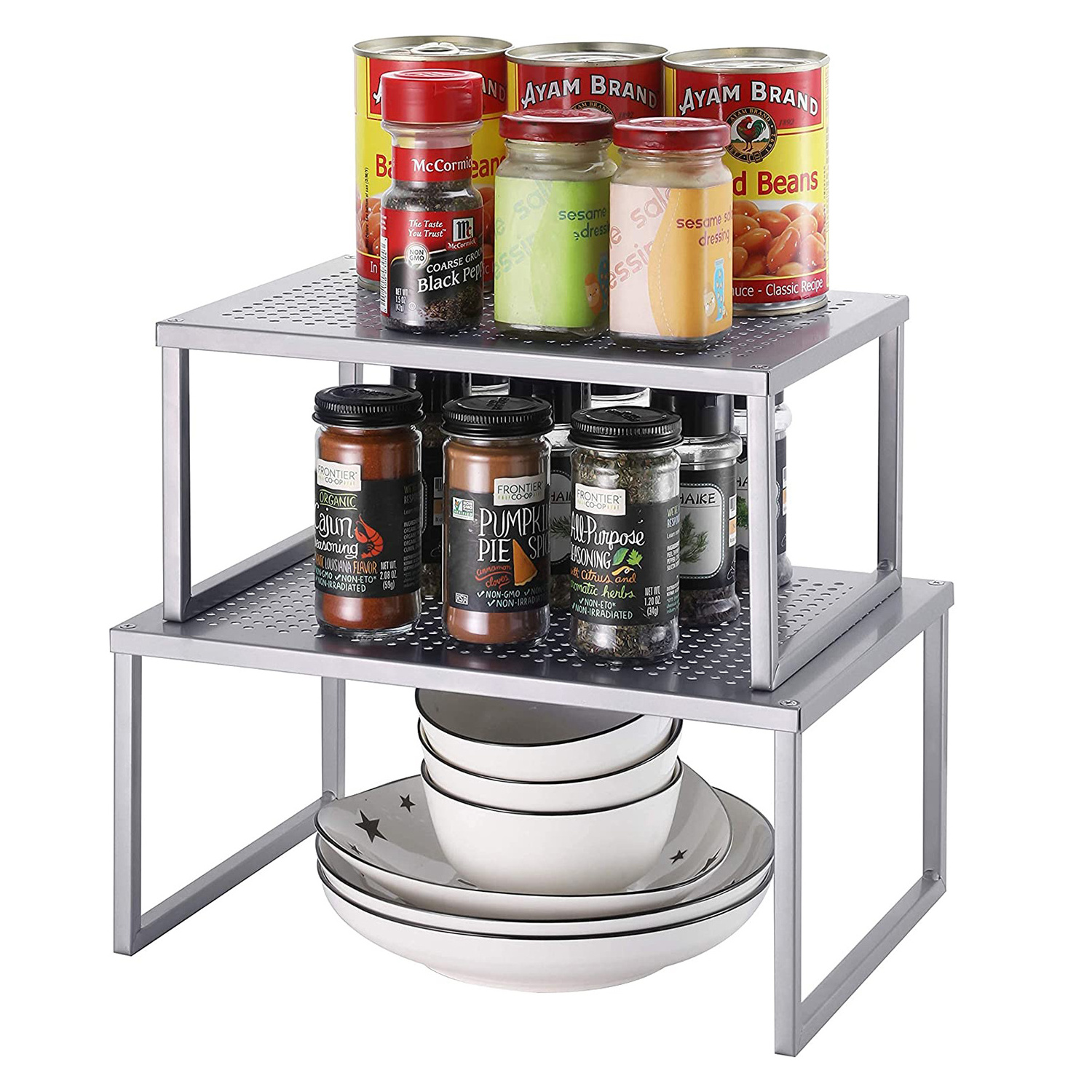 Simple design houseware Expandable Stackable Kitchen Cabinet and Counter Shelf Organizer