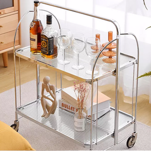 Storage Holders Metal or Stainless steel Trolley Mobilet Vintage Folding Tea Cart Party Serving Trolley Bar Cart