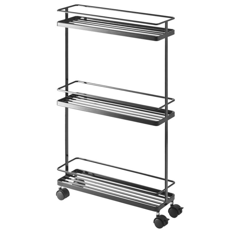 3 Tier Slim Storage Hanger Tower Cart Mobile Shelving Unit Organizer Storage Rolling Utility Cart for narrow place