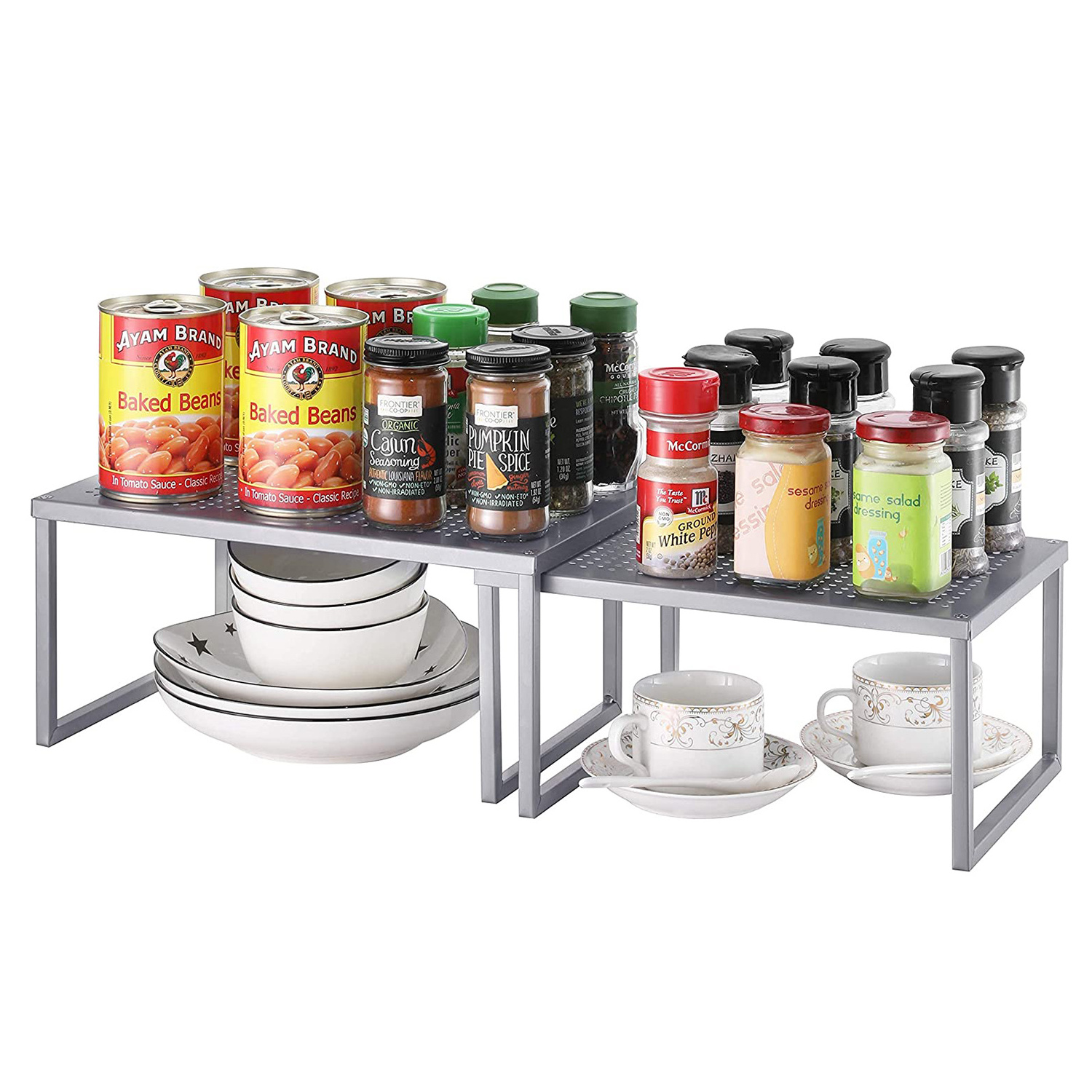 Simple design houseware Expandable Stackable Kitchen Cabinet and Counter Shelf Organizer