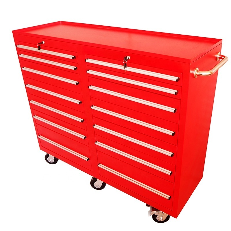 Professional workshop garage storage 14 Drawers Mobile Metal Tools box, trolley cabinet