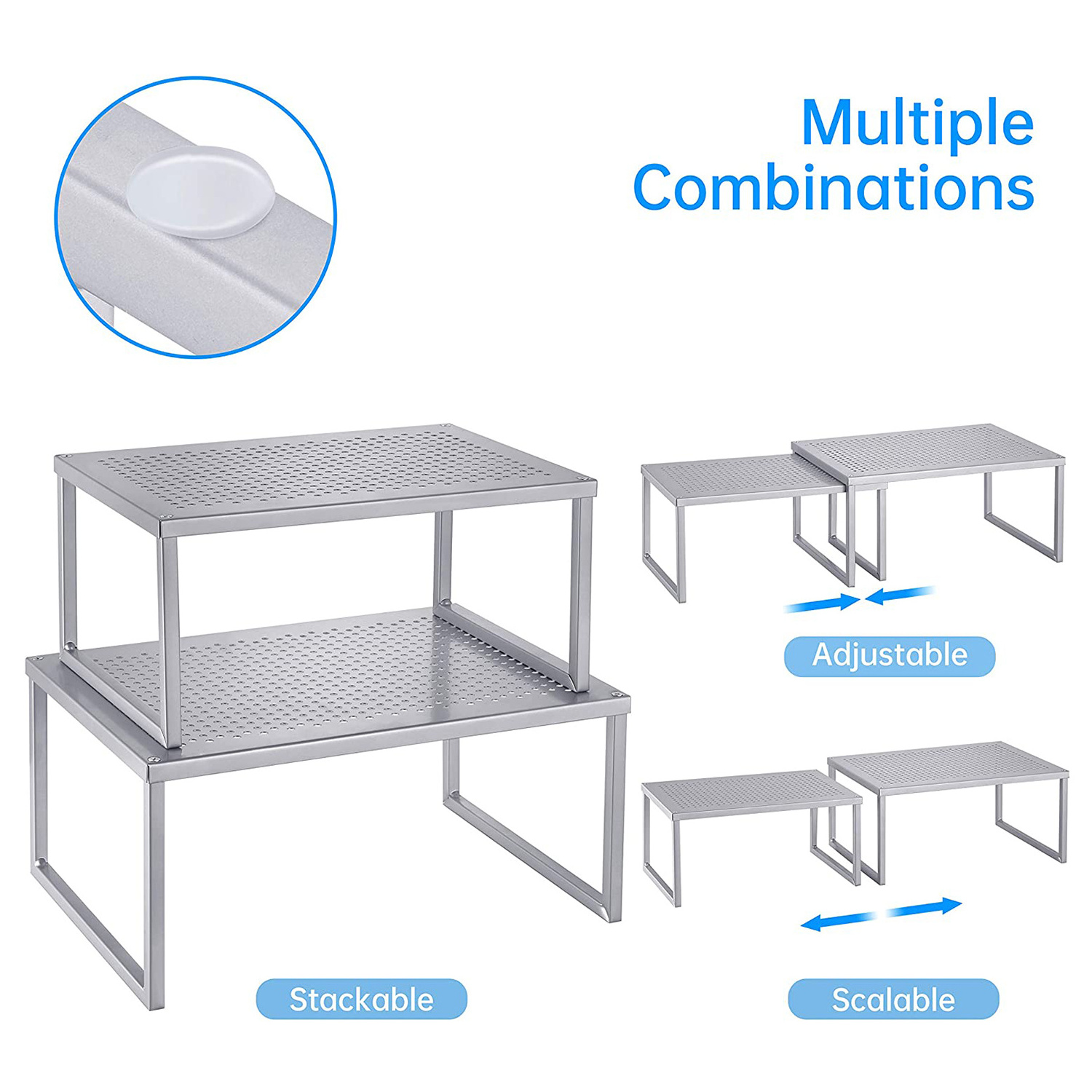 Simple design houseware Expandable Stackable Kitchen Cabinet and Counter Shelf Organizer