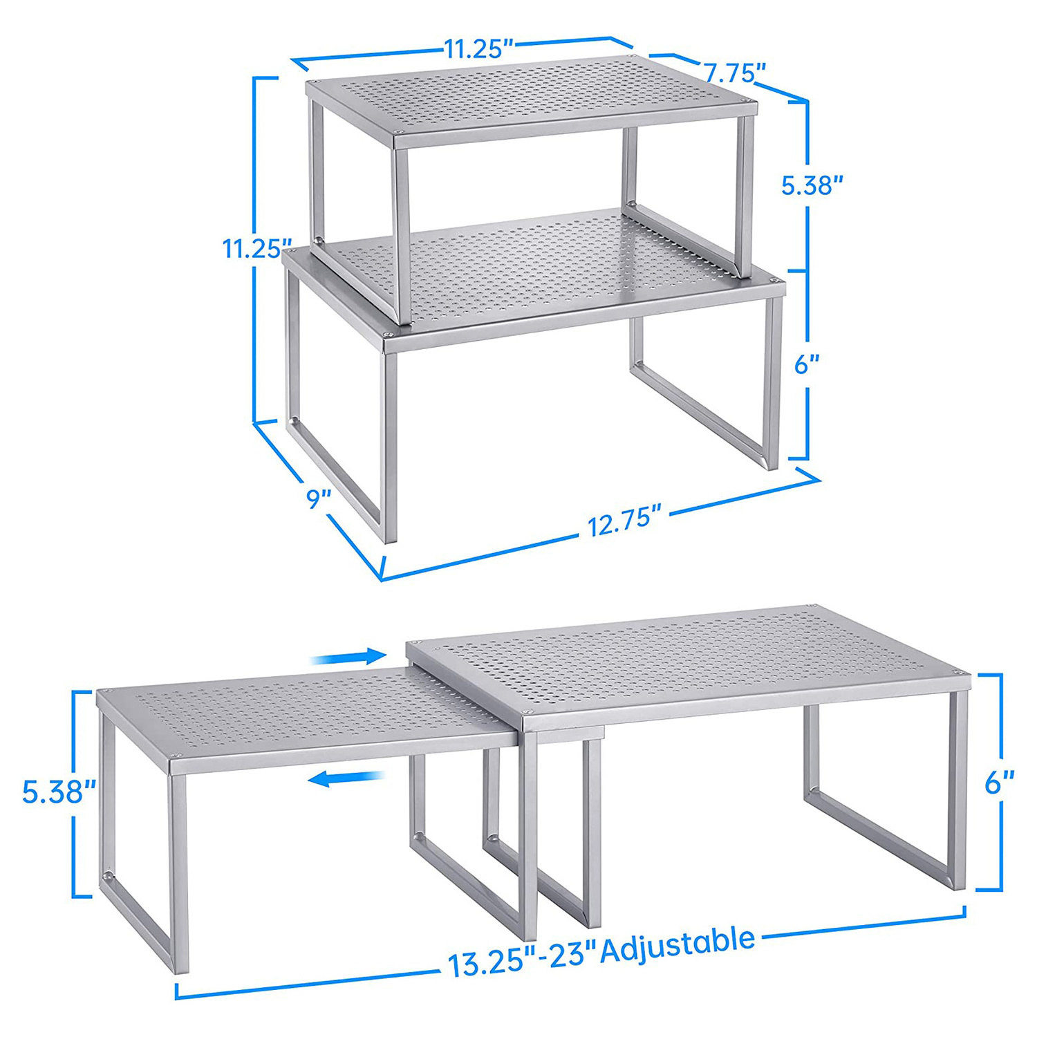 Simple design houseware Expandable Stackable Kitchen Cabinet and Counter Shelf Organizer