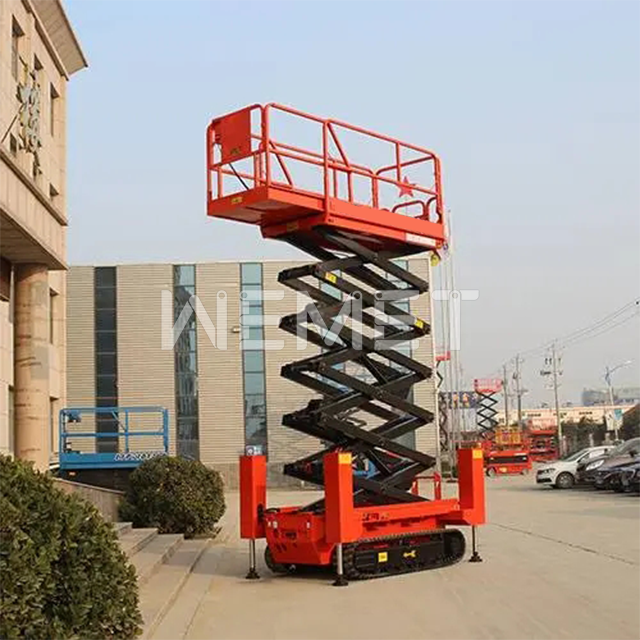 WEMET small crawler scissors lift tracked scissor lift hydraulic rough terrain scissor lift for aerial work