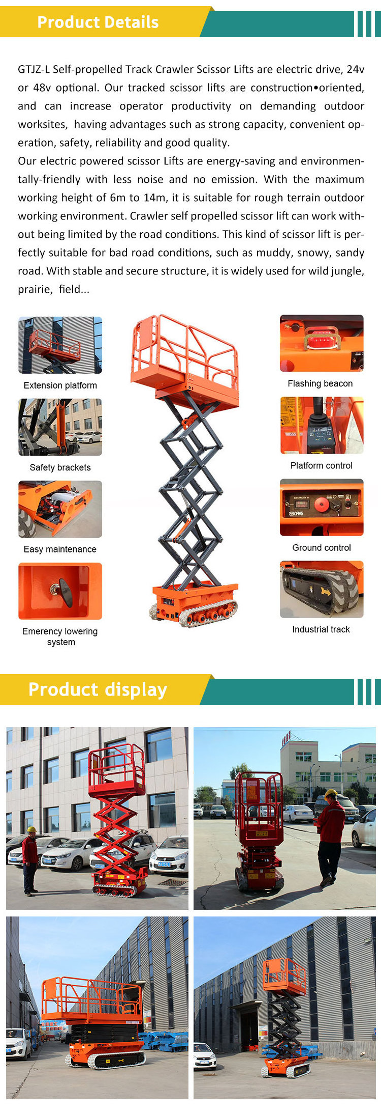 Rough terrain scissor lift mobile mini skylift electric scissor lift for sale