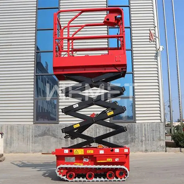 WEMET small crawler scissors lift tracked scissor lift hydraulic rough terrain scissor lift for aerial work