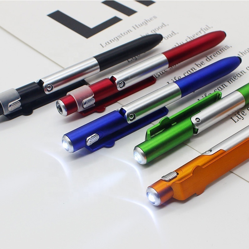 4 in 1 stylus capacitive led light tool pens portable foldable mobile phone holder pen