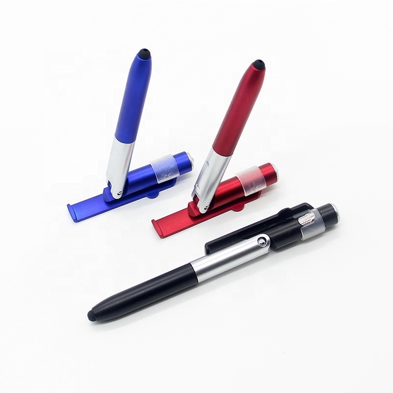 4 in 1 stylus capacitive led light tool pens portable foldable mobile phone holder pen