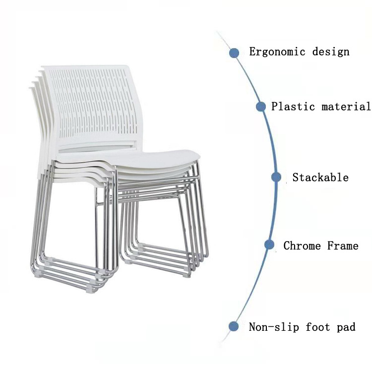 Cheap Foshan Factory Price High Quality White Conference Room Stackable Waiting Stackable Plastic Chair Stacking Office Chair