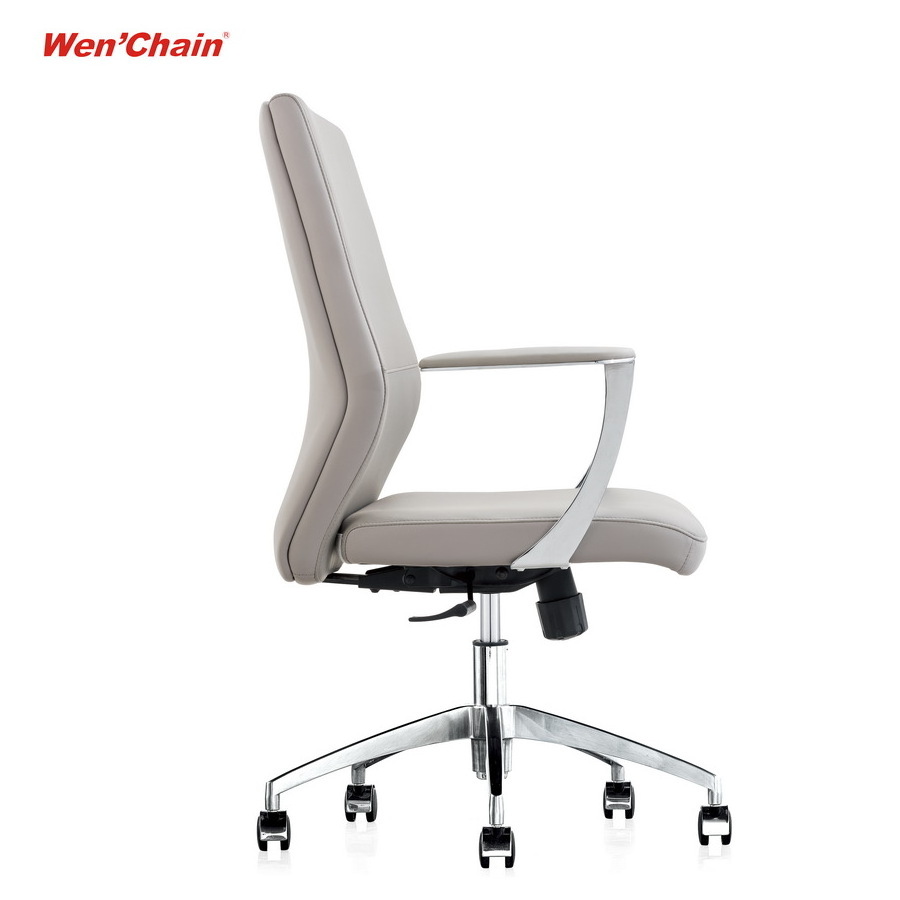 Manufacturers Price list Mid Back Leather Chair On Wheels Conference Room Chairs Leather Office Chair