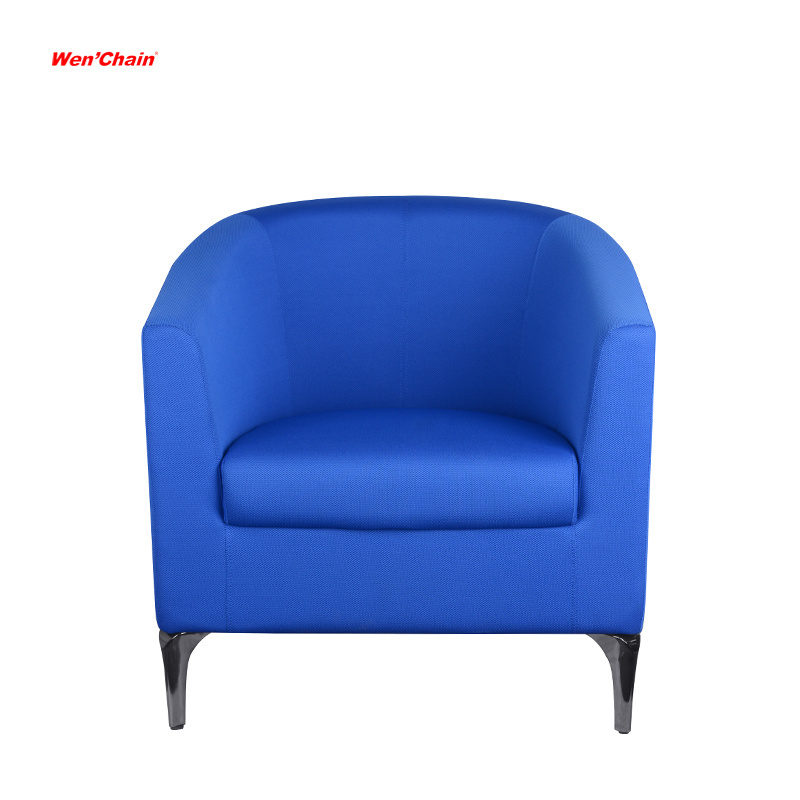 Modern arm blue fabric single seat sofa luxury office lobby reception area tub chair relax lounge office chair