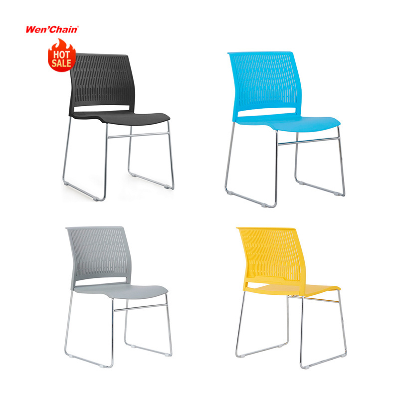 Cheap Foshan Factory Price High Quality White Conference Room Stackable Waiting Stackable Plastic Chair Stacking Office Chair