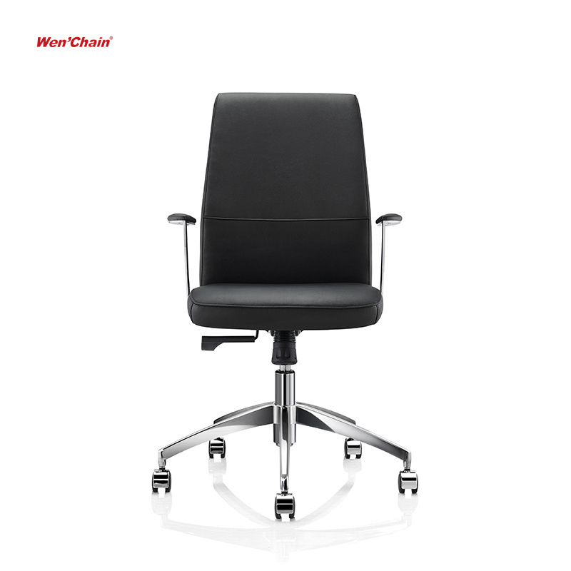 Manufacturers Price list Mid Back Leather Chair On Wheels Conference Room Chairs Leather Office Chair