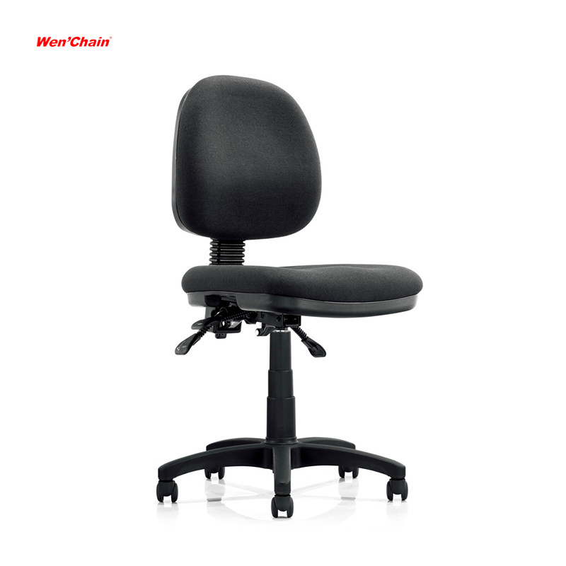 Foshan swivel low back height adjustable black fabric office desk chair no arm staff task chair