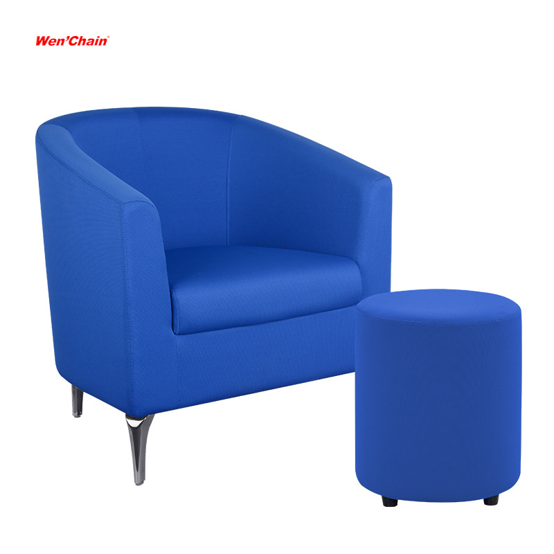 Modern arm blue fabric single seat sofa luxury office lobby reception area tub chair relax lounge office chair