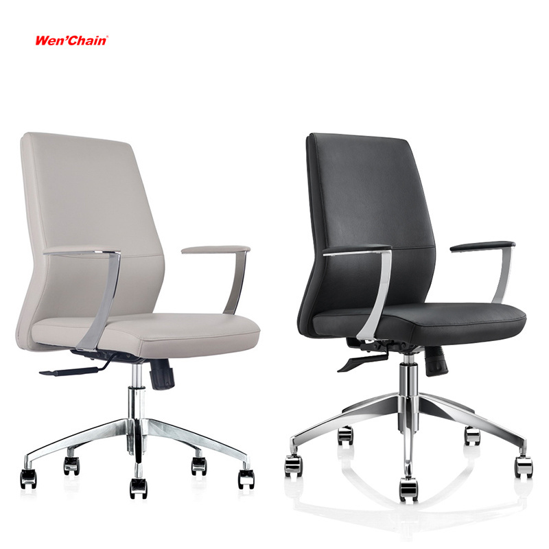 Manufacturers Price list Mid Back Leather Chair On Wheels Conference Room Chairs Leather Office Chair