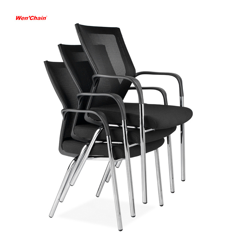 EN12520 Certified Molded Foam Seat Chrome Sled Stackable Conference Room Visitor Office Chair For Meeting Table