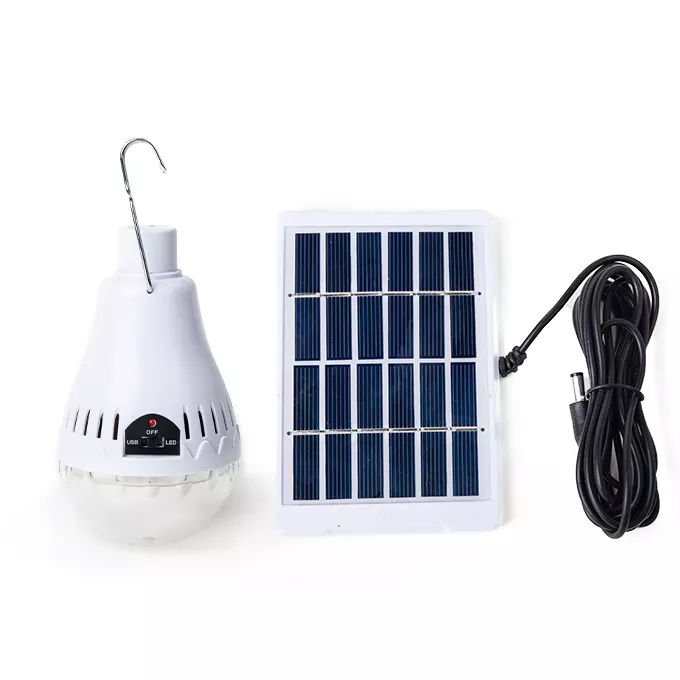 Portable Solar Light Solar Rechargeable Bulb with Solar Panel Support Mobile Phone USB Charging Led Bulb Light