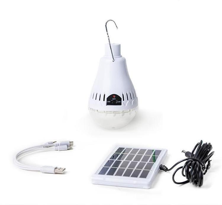 Portable Solar Light Solar Rechargeable Bulb with Solar Panel Support Mobile Phone USB Charging Led Bulb Light