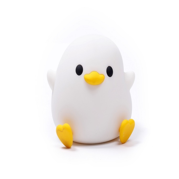 Lovely Doudou Duck Small Night Light Bedside Chargeable Sleep Pat Light 2800k Children's Timing silicone Table Lamp