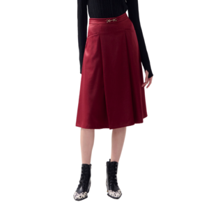 Elegant and Subtly Shiny Fabric  Knee-Length Skirt in red