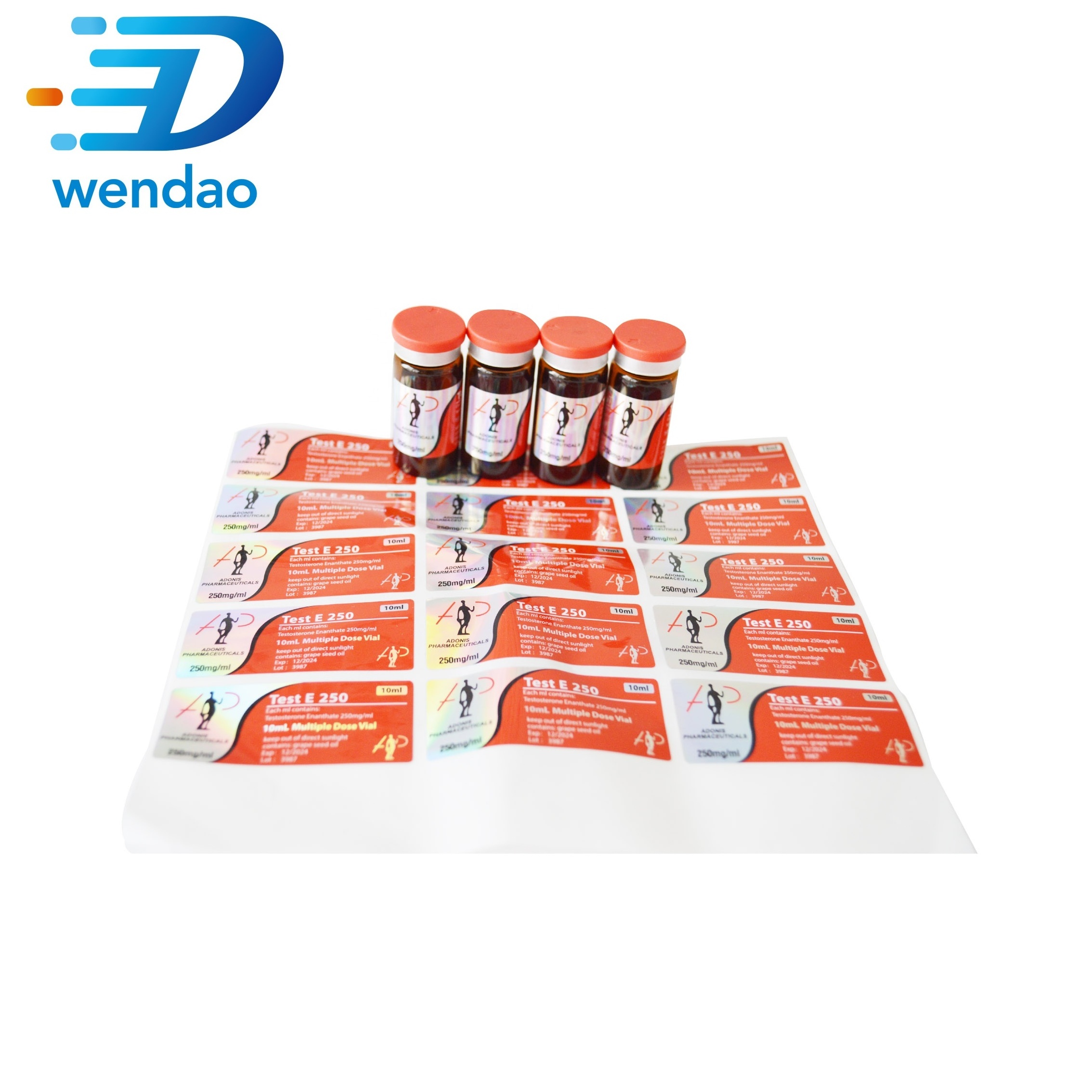 Free Design Color Printing Pharmaceutical Vial Labels Steroid 10ml Vial Labels