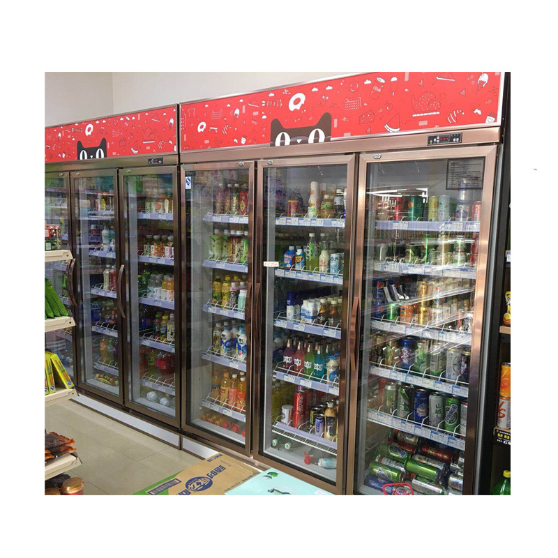 upright 3 glass door refrigerator Commercial supermarket used large beverage cooler