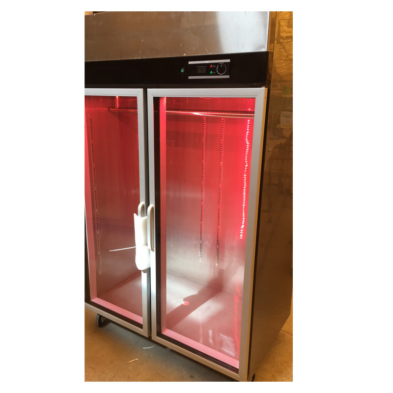 Restaurant equipment 3 glass doors 201/304 stainless steel commercial upright deli meat hanging refrigerator