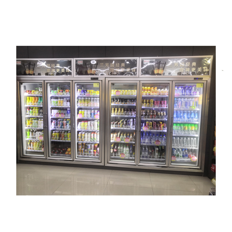 upright 3 glass door refrigerator Commercial supermarket used large beverage cooler