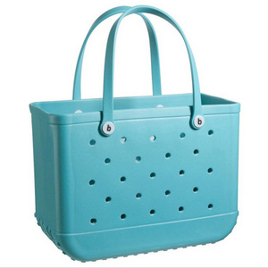 Wholesale Women Beach Waterproof Tote Bags Custom Summer Eva Handbag Silicone Bag With Holes