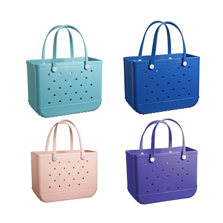 Wholesale Women Beach Waterproof Tote Bags Custom Summer Eva Handbag Silicone Bag With Holes