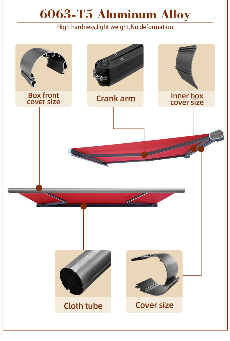 awning retractable Factory Wholesale Motorized Waterproof durable outdoor awning with LED Lighting Retractable Awning