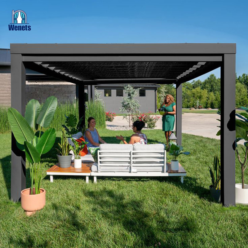 Sunshade Motorized Outdoor Aluminium Louvre Roof Bioclimatic Pergola  Modern Design Gazebo for Hotel