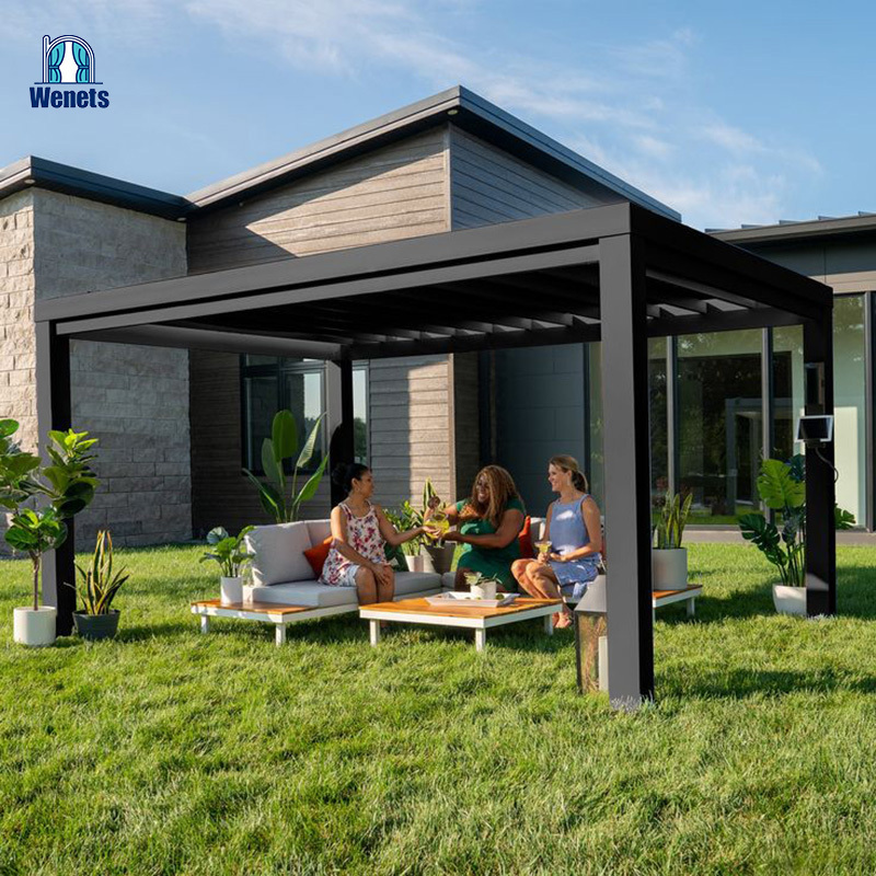 Sunshade Motorized Outdoor Aluminium Louvre Roof Bioclimatic Pergola  Modern Design Gazebo for Hotel