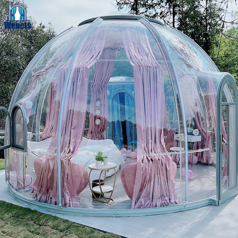 Rainproof igloo outdoor transparent garden dome glamping domes with lights Bubble House