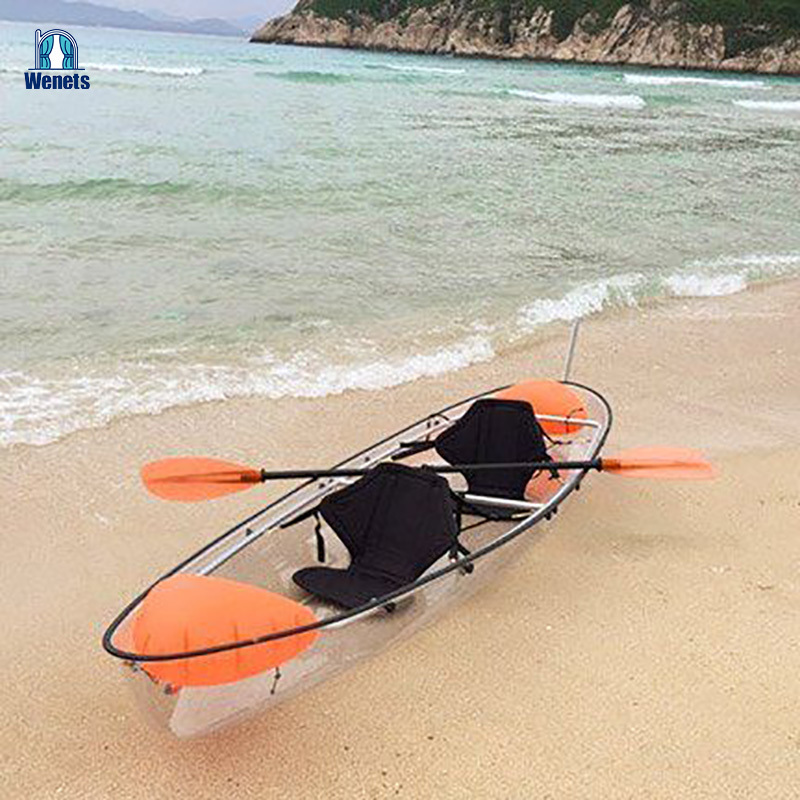 Manufacturer New Design 1/ 2 Seats Single Kayak Crystal Clear Bottom PC Kayak Boat