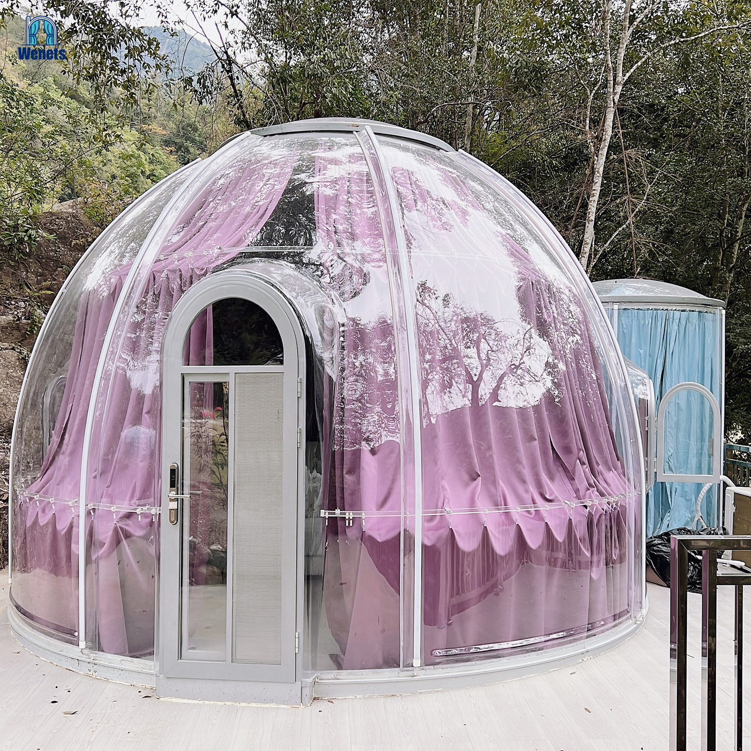 Rainproof igloo outdoor transparent garden dome glamping domes with lights Bubble House