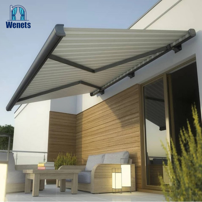 Factory price remote control full cassette awning outdoor folding arm retractable awning