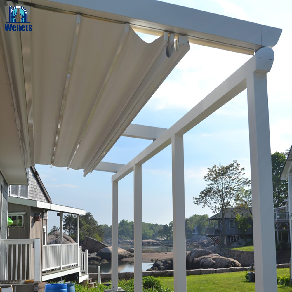 Hot sale remote control gazebo outdoor opening patio awning folding system covers retractable roof