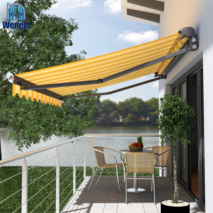 Factory price remote control full cassette awning outdoor folding arm retractable awning