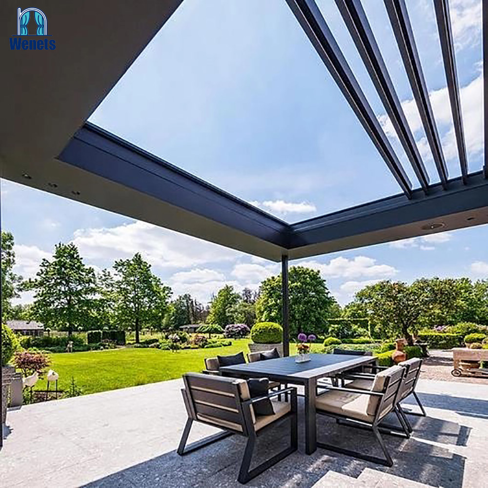 Cheap Motorized Aluminum Pergola Fully Retractable Louvre Roof Garden Pergola