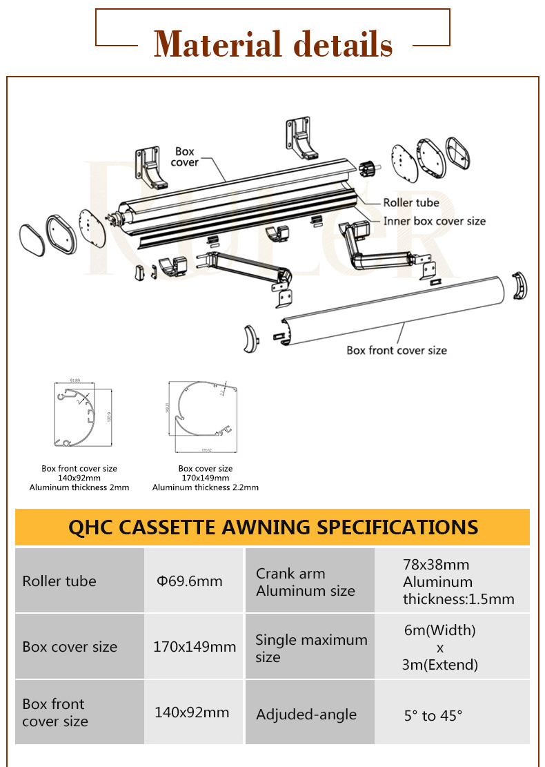 awning retractable Factory Wholesale Motorized Waterproof durable outdoor awning with LED Lighting Retractable Awning