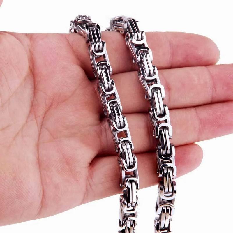 High Quality 4mm 5mm 6mm 7mm 8mm 10mm Byzantine Chain Stainless Steel Gold IP Plated Custom Byzantine Chain Necklace For Men