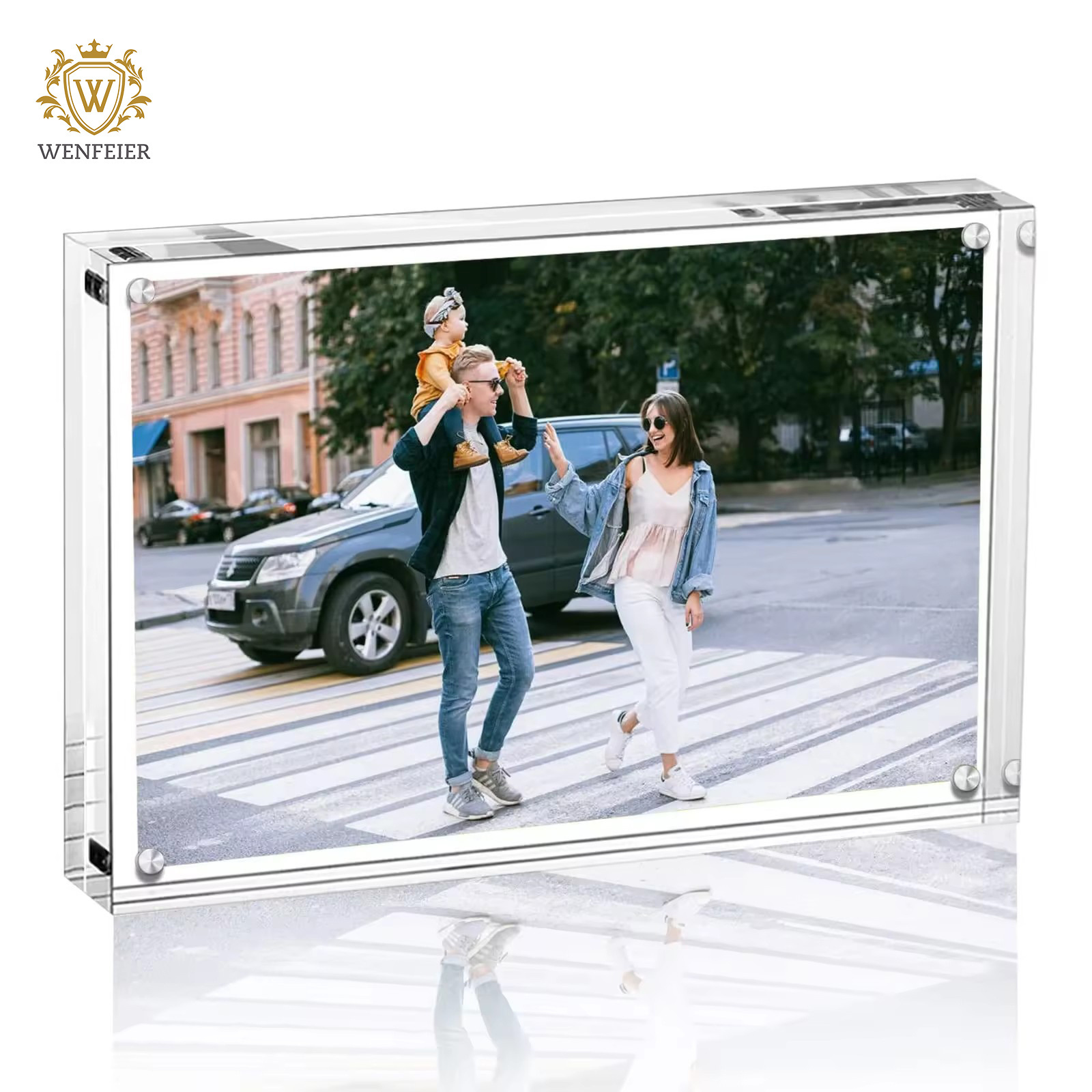 Winfeier Wholesale Sublimation Family Plastic Tabletop Transparent 2x3 Inch Magnetic Acrylic Picture Photo Frame