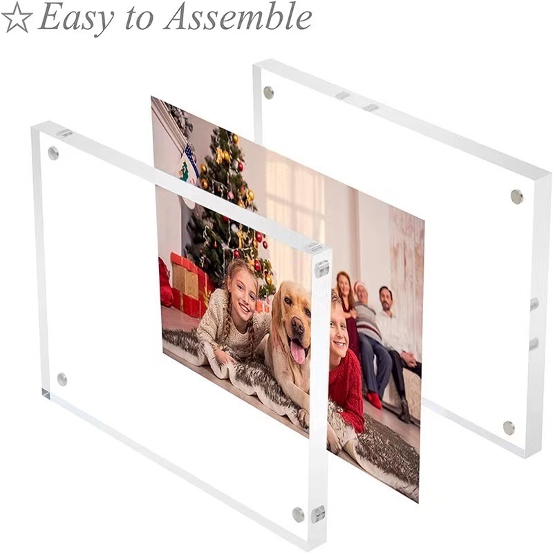 Winfeier Acrylic Picture Frame3x5 4x6 5x7 6x8 , 10+10mm Thickness Clear Magnetic premium acrylic photo frame